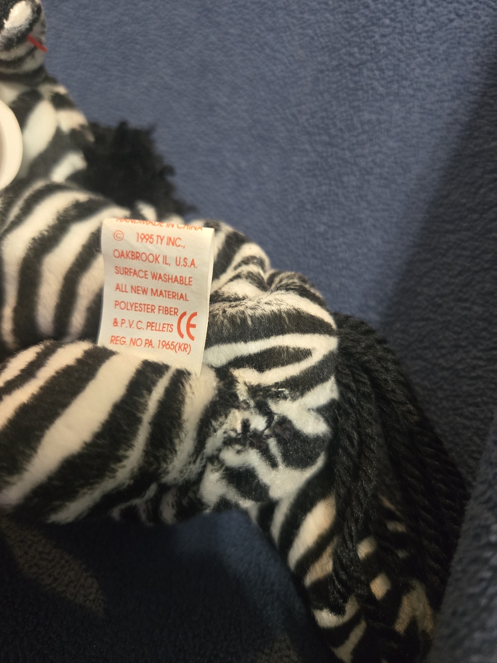 Ty Beanie Baby Ziggy Zebra 1995 Style 4063 With Tag - Picture 8 of 9